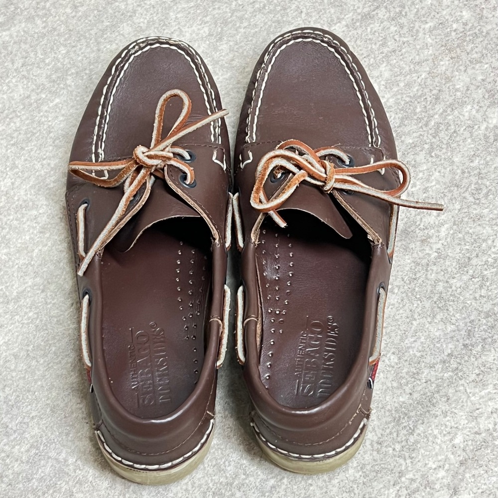 Sebago Docksides Brown Elk Leather Boat Shoes Women 8.5 Loafer Schooner Nautical